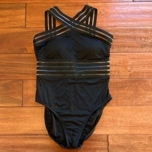 HHmei Women One-Piece Perspective Bikini Push-Up Pad Swimwear Swimsuit Medium